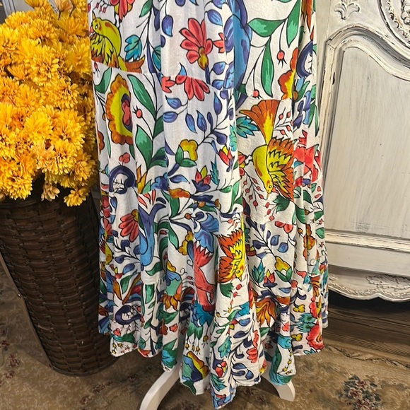 Floral Sleeveless Vacation  Maxi Dress Birds Graphic Cool Cotton. - Picture 8 of 9